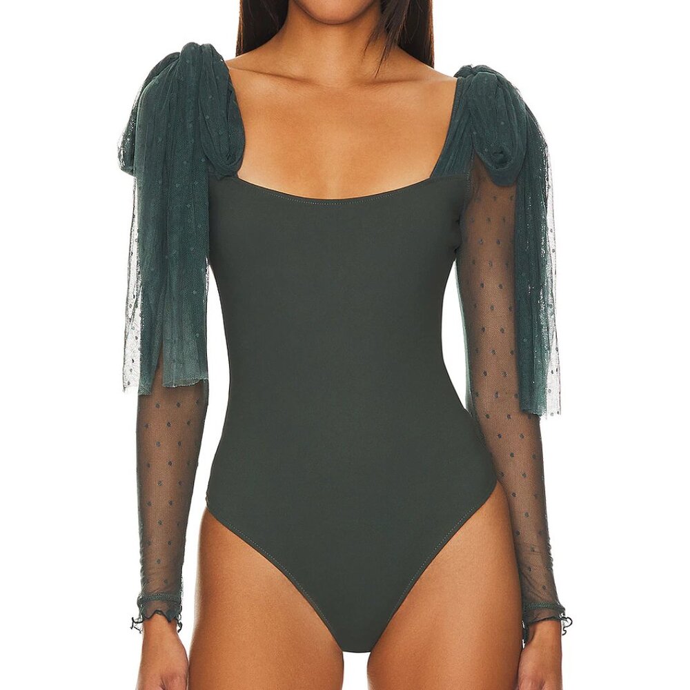 NWT - x Intimately FP Tongue Tied Bodysuit In Green Gables